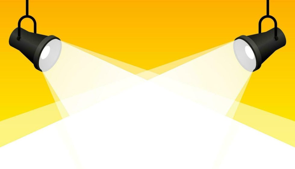 Spotlight shining on white background glowing on wall illustration vector