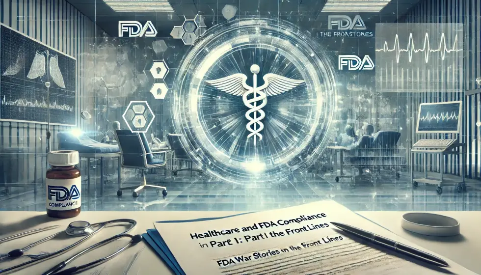 DALL E 2025 03 10 15 01 10 A professional and dynamic banner image for an event session titled Healthcare and FDA Compliance in 2025 Part I FDA War Stories from the Front Lin